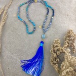 Love is blue 108 szemes, hagyományos bojtos mala életfa motívummal 