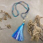 Love is blue 108 szemes, hagyományos bojtos mala életfa motívummal 